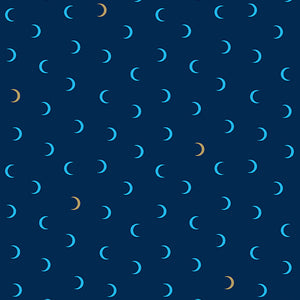 Moon Age in Navy Metallic from Greatest Hits Vol 1 by Libs Elliott for Andover Fabrics