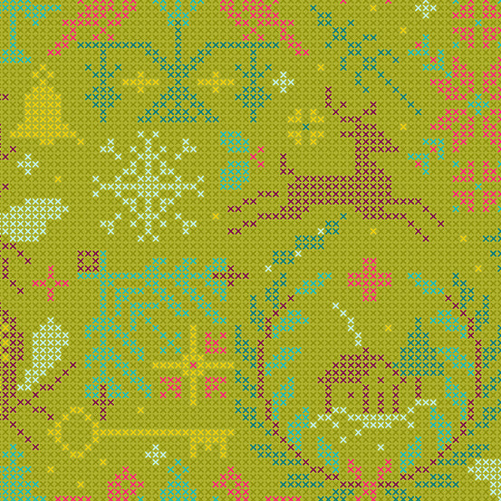 Crossed in Olive from Holiday by Alison Glass for Andover Fabrics
