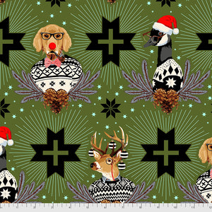 Flannel Buck Buck Goose in Pine Fresh from Holiday Homies Flannel by Tula Pink for Freespirit Fabrics