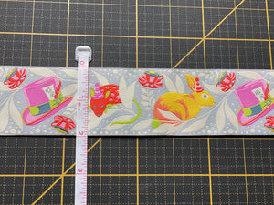 Madhatter Pink - 2" wide Jacquard Ribbon from Tula Pink's Curiouser and Curiouser collection