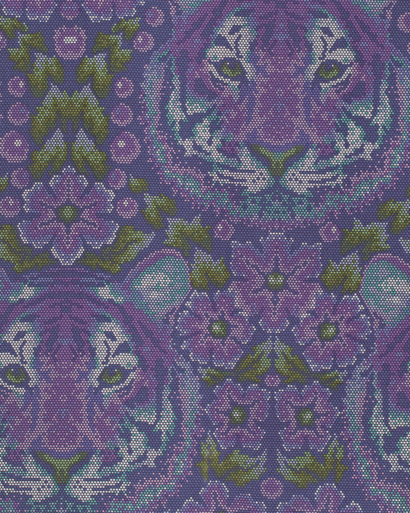Crouching Tiger in Amethyst from Eden by Tula Pink for Freespirit Fabrics