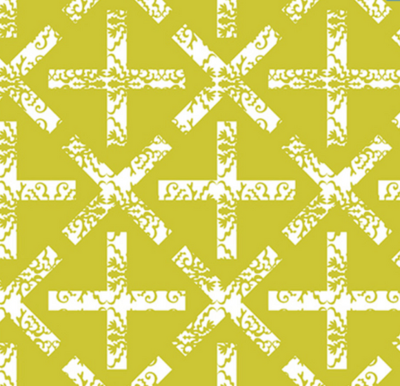 X and Plus in Green from Sun Print 2014 by Alison Glass for Andover Fabrics