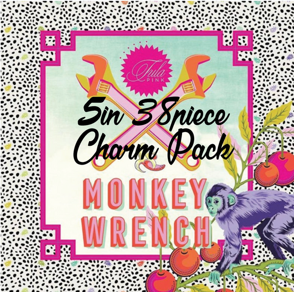 Monkey Wrench by Tula Pink Charm Pack, 38 Pieces, 2 each of 19 prints