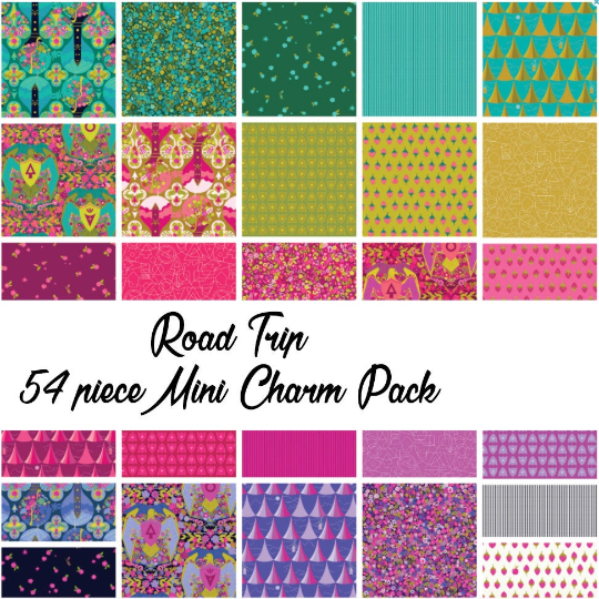 Road Trip by Alison Glass Mini Charm Pack, 54 Pieces, 2 each of 27 prints