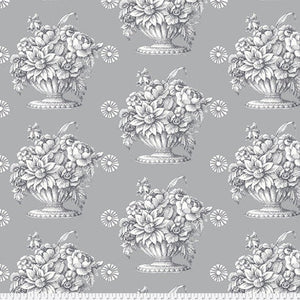 108 inch Wide Quilt Backing, Stone Flower in Grey by Kaffe Fassett for FreeSpirit Fabrics