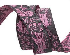 Woodland Animal, Grey and Pink - 5/8in Jacquard Ribbon, from Moonshine by Tula Pink for Renaissance Ribbons